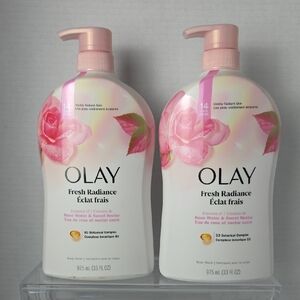 2 OLAY Fresh Radiance Body Wash - Pink and White